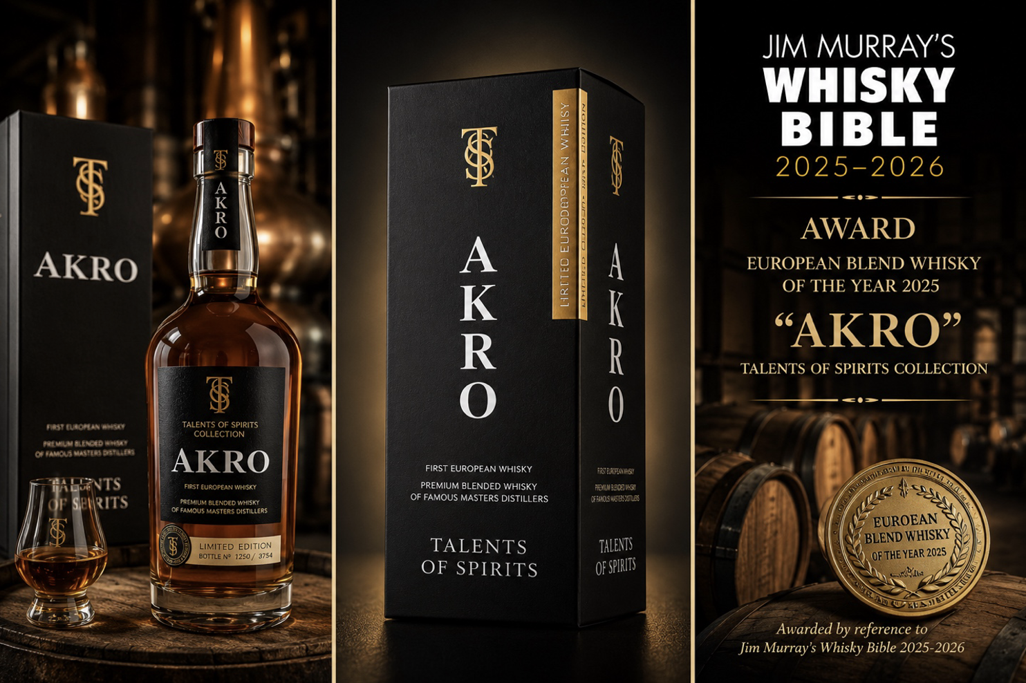 AKRO désigné « European Blend Whisky of the Year 2025 » par la Whisky Bible de Jim Murray
